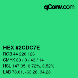 Color code: HEX #2CDC7E | qconv.com