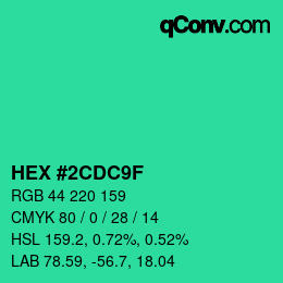 カラーコード: HEX #2CDC9F | qconv.com