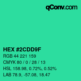 カラーコード: HEX #2CDD9F | qconv.com