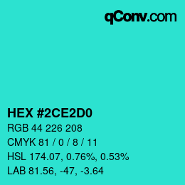 Color code: HEX #2CE2D0 | qconv.com