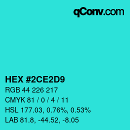 Color code: HEX #2CE2D9 | qconv.com