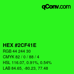 Color code: HEX #2CF41E | qconv.com