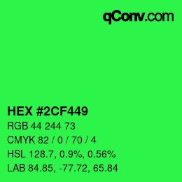 カラーコード: HEX #2CF449 | qconv.com