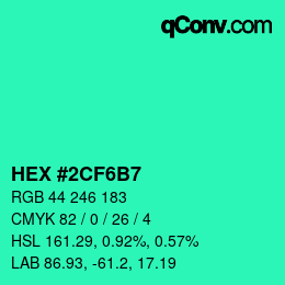 カラーコード: HEX #2CF6B7 | qconv.com