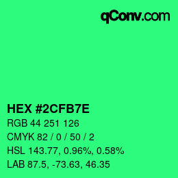 Color code: HEX #2CFB7E | qconv.com