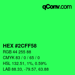 Color code: HEX #2CFF58 | qconv.com