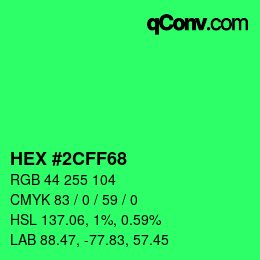 Color code: HEX #2CFF68 | qconv.com