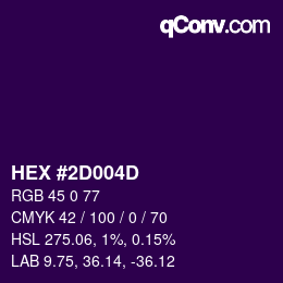 颜色代码: HEX #2D004D | qconv.com