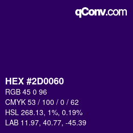 Color code: HEX #2D0060 | qconv.com