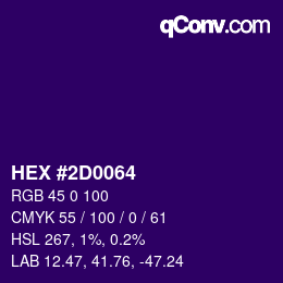 Color code: HEX #2D0064 | qconv.com