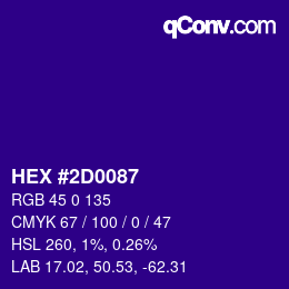 Color code: HEX #2D0087 | qconv.com