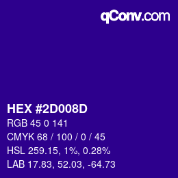 Color code: HEX #2D008D | qconv.com