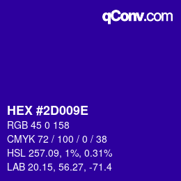 Color code: HEX #2D009E | qconv.com