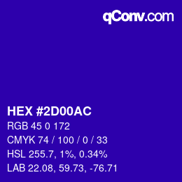 Color code: HEX #2D00AC | qconv.com