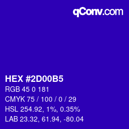 Color code: HEX #2D00B5 | qconv.com