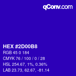 Color code: HEX #2D00B8 | qconv.com