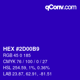 Color code: HEX #2D00B9 | qconv.com