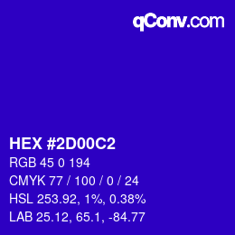 Color code: HEX #2D00C2 | qconv.com