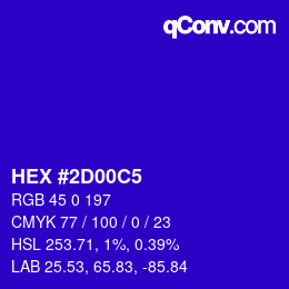 Color code: HEX #2D00C5 | qconv.com