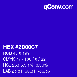 Color code: HEX #2D00C7 | qconv.com