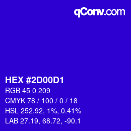 Color code: HEX #2D00D1 | qconv.com