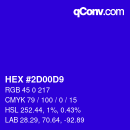 Color code: HEX #2D00D9 | qconv.com