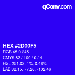 Color code: HEX #2D00F5 | qconv.com