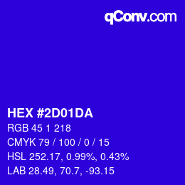 カラーコード: HEX #2D01DA | qconv.com