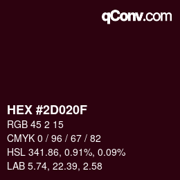 Color code: HEX #2D020F | qconv.com