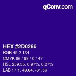 Color code: HEX #2D0286 | qconv.com