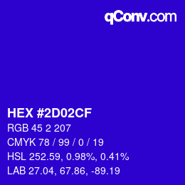 Color code: HEX #2D02CF | qconv.com