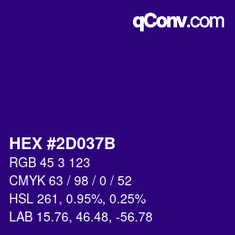 Color code: HEX #2D037B | qconv.com