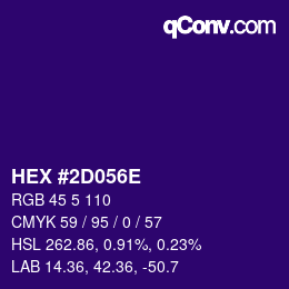 Color code: HEX #2D056E | qconv.com