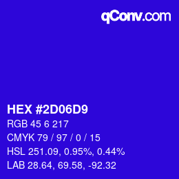 Color code: HEX #2D06D9 | qconv.com