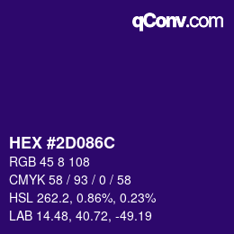 Color code: HEX #2D086C | qconv.com