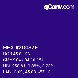 Color code: HEX #2D087E | qconv.com