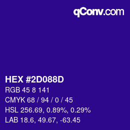 Color code: HEX #2D088D | qconv.com