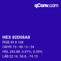 カラーコード: HEX #2D08A8 | qconv.com