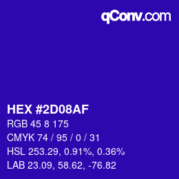 Color code: HEX #2D08AF | qconv.com
