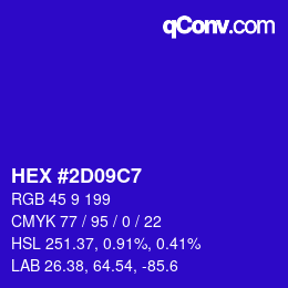 Color code: HEX #2D09C7 | qconv.com