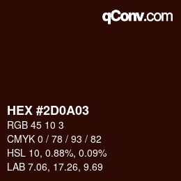 Color code: HEX #2D0A03 | qconv.com