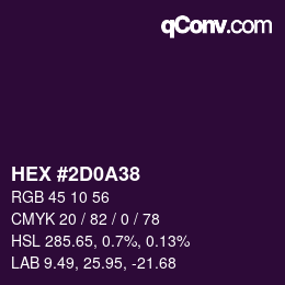 颜色代码: HEX #2D0A38 | qconv.com