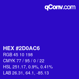 Color code: HEX #2D0AC6 | qconv.com