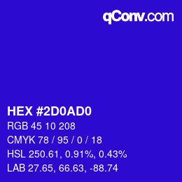 Color code: HEX #2D0AD0 | qconv.com