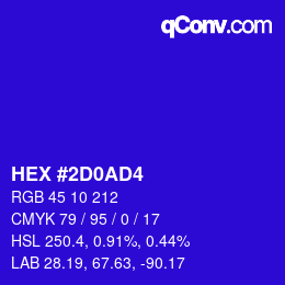 カラーコード: HEX #2D0AD4 | qconv.com
