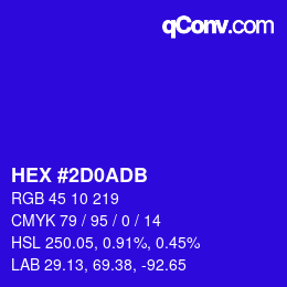 Color code: HEX #2D0ADB | qconv.com