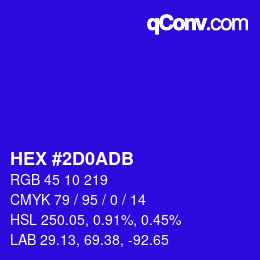カラーコード: HEX #2D0ADB | qconv.com