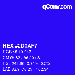 Color code: HEX #2D0AF7 | qconv.com