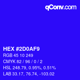 Color code: HEX #2D0AF9 | qconv.com