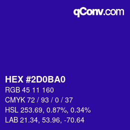 Color code: HEX #2D0BA0 | qconv.com